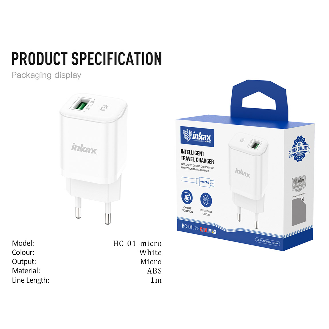 Chargeur pour Smartphones Inkax HC-01 Micro 3,1 A-TUNISIE-3