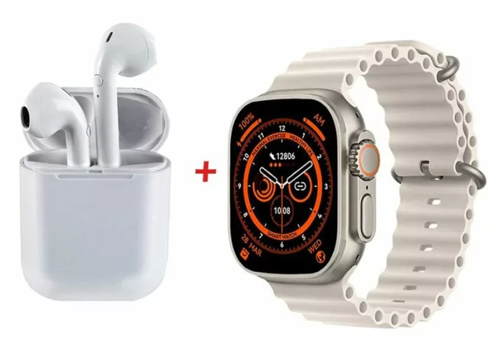 coffret-montre-connectee-w26-ultra-max-airpods-silver-prix-tunisie