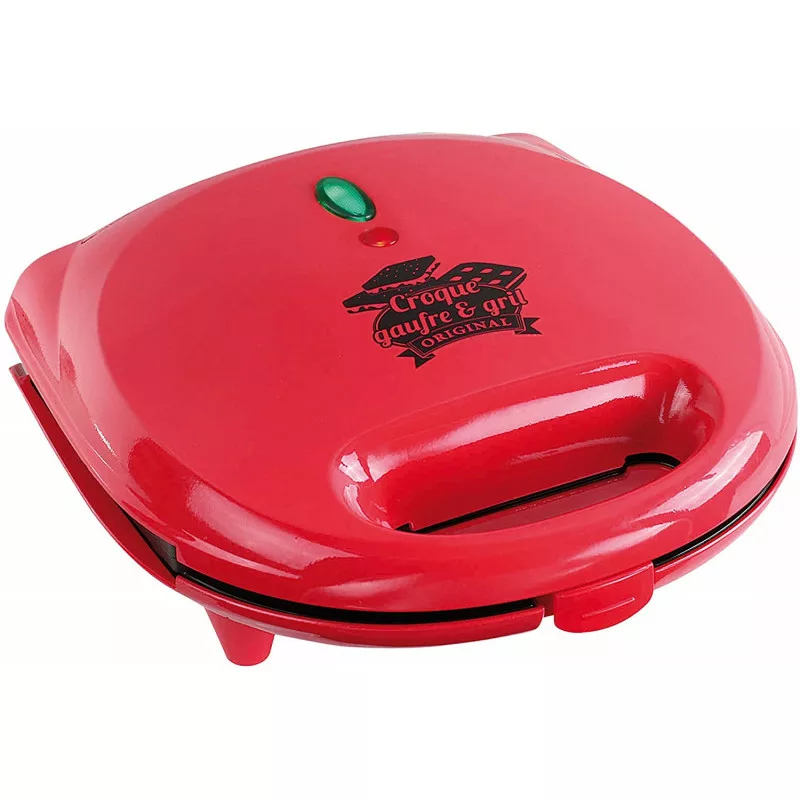 appareil-de-cuisson-livoo-3-en-1-croque-gaufre-grill-700-w-rouge 2