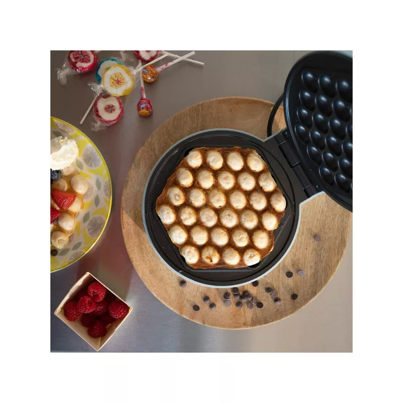 gaufrier-bubble-electrique-livoo-1000w-bleu-ciel 4