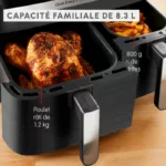 FRITEUSE SANS HUILE MOULINEX EZ905B20 2450WATTS + GRILL DIGITAL 8.3L NOIR. – Image 3