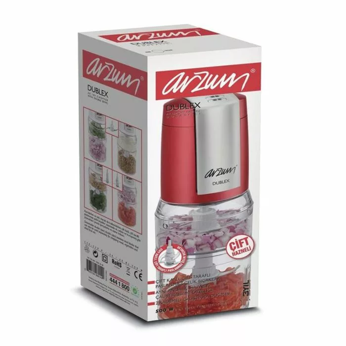Hachoir ARZUM AR189GR Double Bol 500 Watts - Rouge4