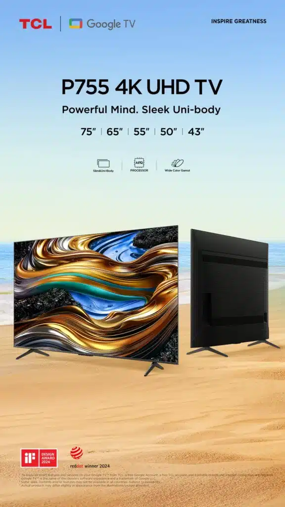 TV TCL 55'' Smart Google P755 UHD 4K Tunisie