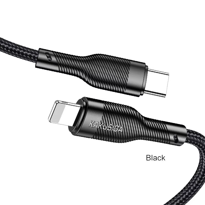 CABLE CHARGEUR KAKUSIGA KSC-991 3A TYPE-C VERS IPHONE NOIR
