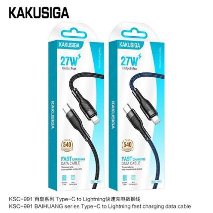 CABLE CHARGEUR KAKUSIGA KSC-991 3A TYPE-C VERS IPHONE NOIR
