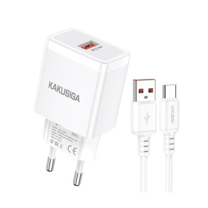CHARGEUR KAKUSIGA 18W KSC-1259 AVEC CABLE TYPE-C BLANC