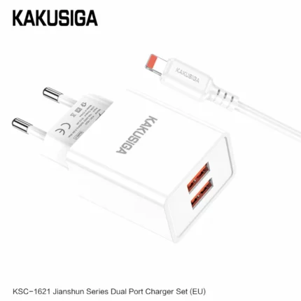 CHARGEUR KAKUSIGA KSC-1621 + CABLE IPHONE BLANC