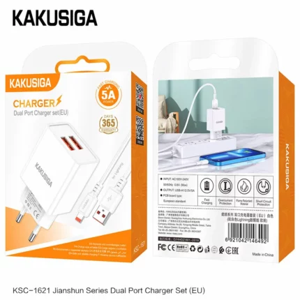 CHARGEUR KAKUSIGA KSC-1621 + CABLE IPHONE BLANC-2